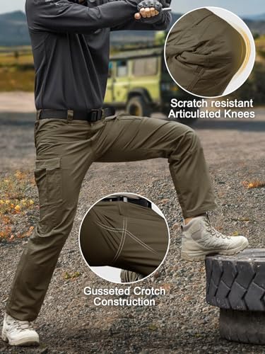 Men's Water Resistant Relaxed Fit Tactical Cargo Work Pants V445822
