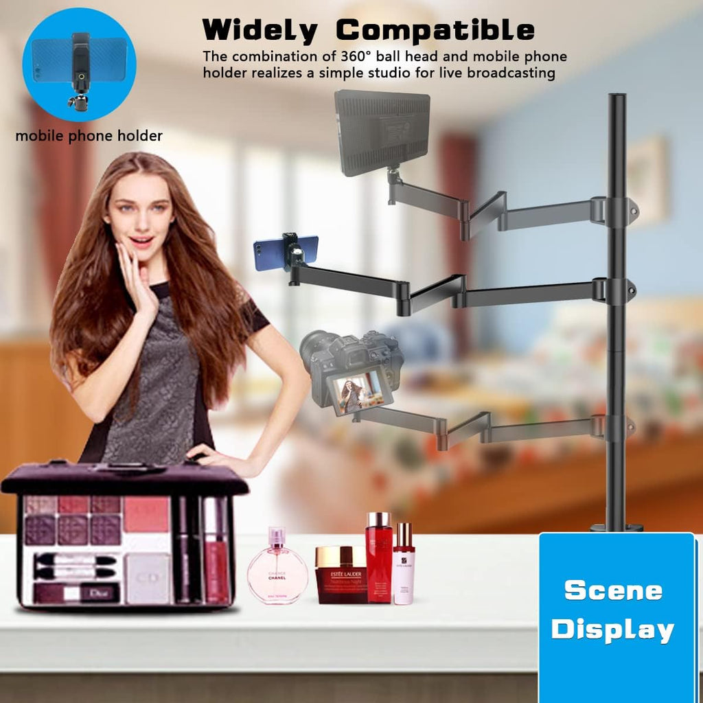 Overhead Camera Mount Rig Stand with Flexible Arm and 360° Ball Head U501