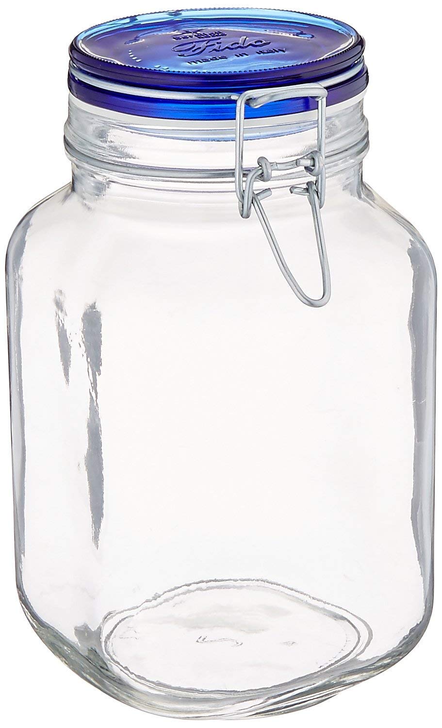 Square Jar with Blue Lid, 2.6 Pound U74314