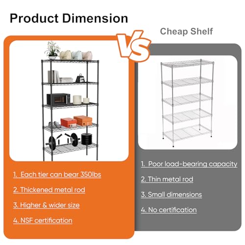4-Shelf Adjustable Metal Wire Storage Shelving Unit G4034