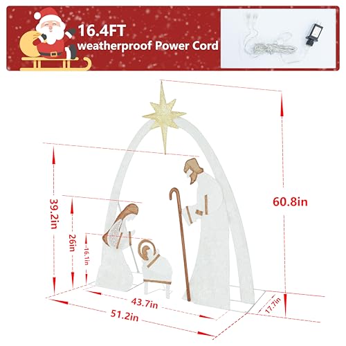 5FT Pre-Lit Iridescent Nativity Scene with 150 LED Lights U901126