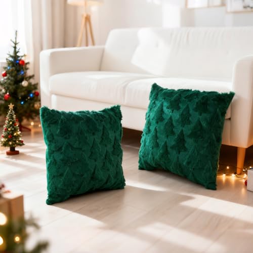 Christmas Tree Pillow Covers 18 x 18 Set of 2 E45321