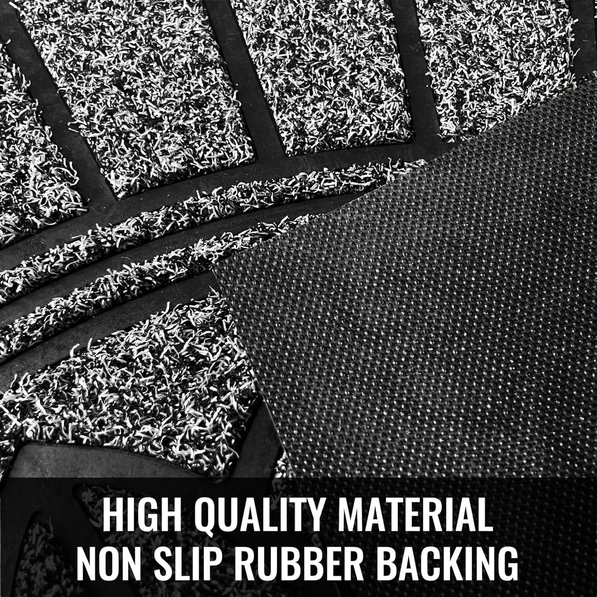 Half Round Door Mat, Non-Slip Rubber Low-Profile Doormat, 23.5" x 35.5", Gray T576