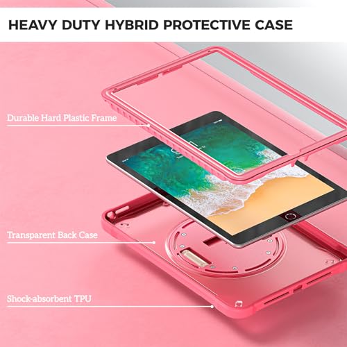 Rugged Case for iPad 9.7 Inch 5th 6th Gen/iPad Air 2 / iPad Pro 9.7, Heavy Duty Shockproof Cover with Hand Strap 360 Degree Rotatable Kickstand - Black O83508