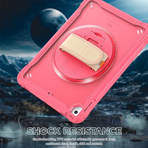 Rugged Case for iPad 9.7 Inch 5th 6th Gen/iPad Air 2 / iPad Pro 9.7, Heavy Duty Shockproof Cover with Hand Strap 360 Degree Rotatable Kickstand - Black O83508