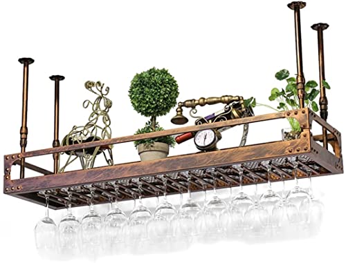 Bronze Metal Wall-Mounted Wine Glass Rack, 80x35cm W164256