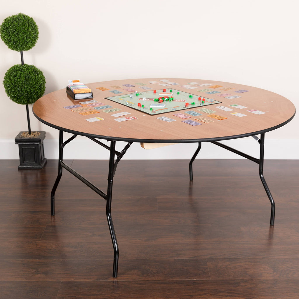 60-Inch Round Wood Folding Banquet Table B49785