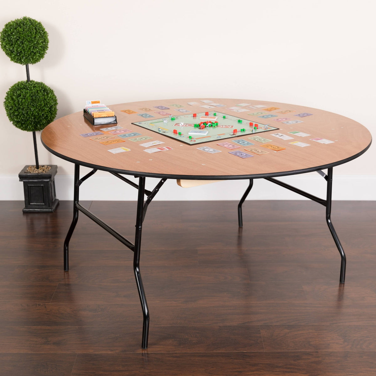 60-Inch Round Wood Folding Banquet Table B49785