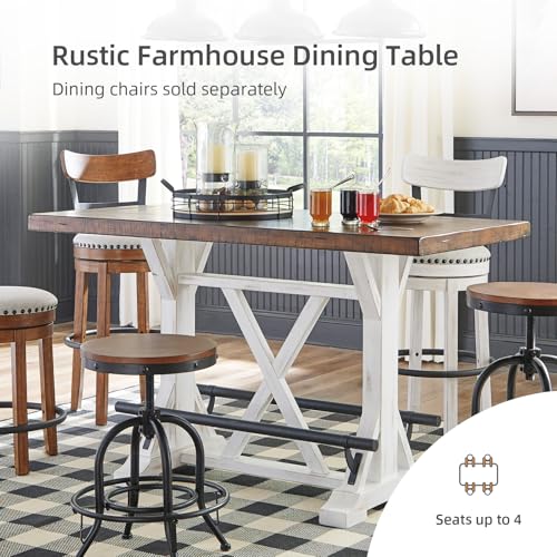 Rustic Farmhouse Counter Height Dining Table, Brown & White R5720