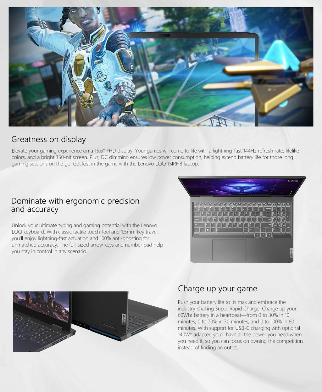 15.6" Gaming Laptop, 144Hz IPS, Intel Core i5-13420H, 32GB RAM 2TB Storage, NVIDIA GeForce RTX 3050, Backlit KB, Win11, Storm Grey T315764