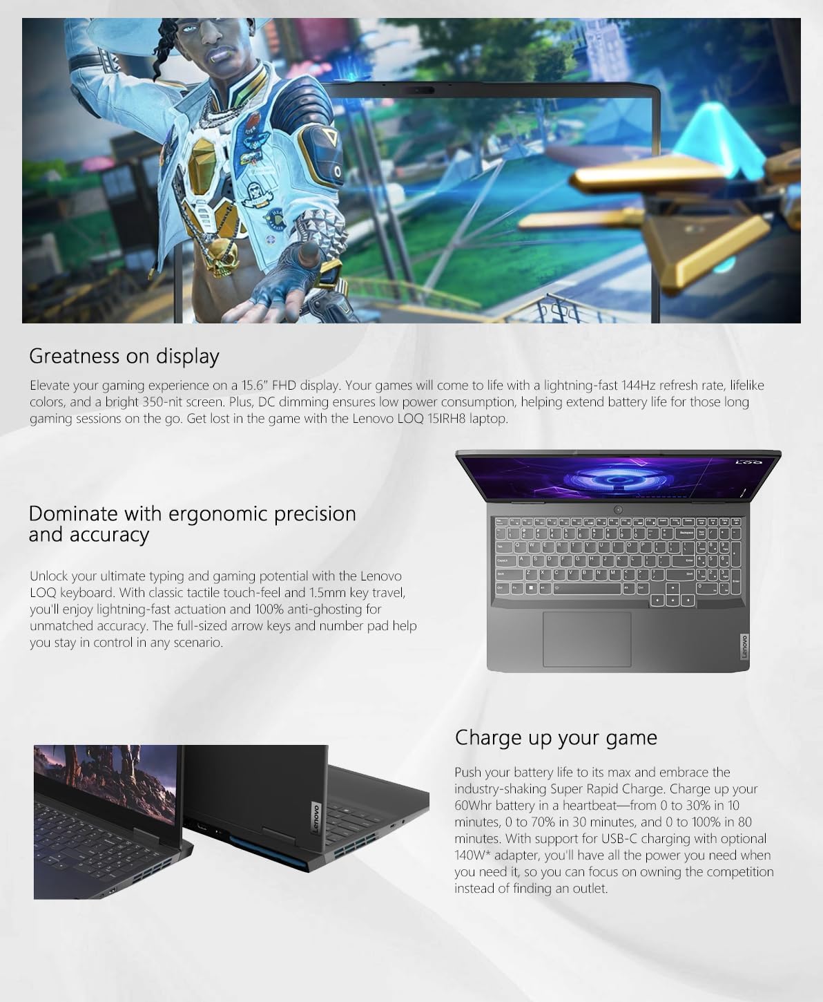 15.6" Gaming Laptop, 144Hz IPS, Intel Core i5-13420H, 32GB RAM 2TB Storage, NVIDIA GeForce RTX 3050, Backlit KB, Win11, Storm Grey T315764