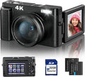48MP 4K Digital Camera with 16X Digital Zoom, 3'' Flip Screen, Flash, SD Card, 2 Batteries V227