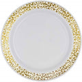 100-Piece Plastic Salad Plate Set (White w/ Gold Lace) F816318