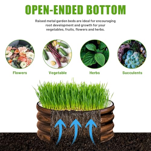 3 Pcs 2x2x1ft Round Galvanized Metal Raised Garden Bed A74348