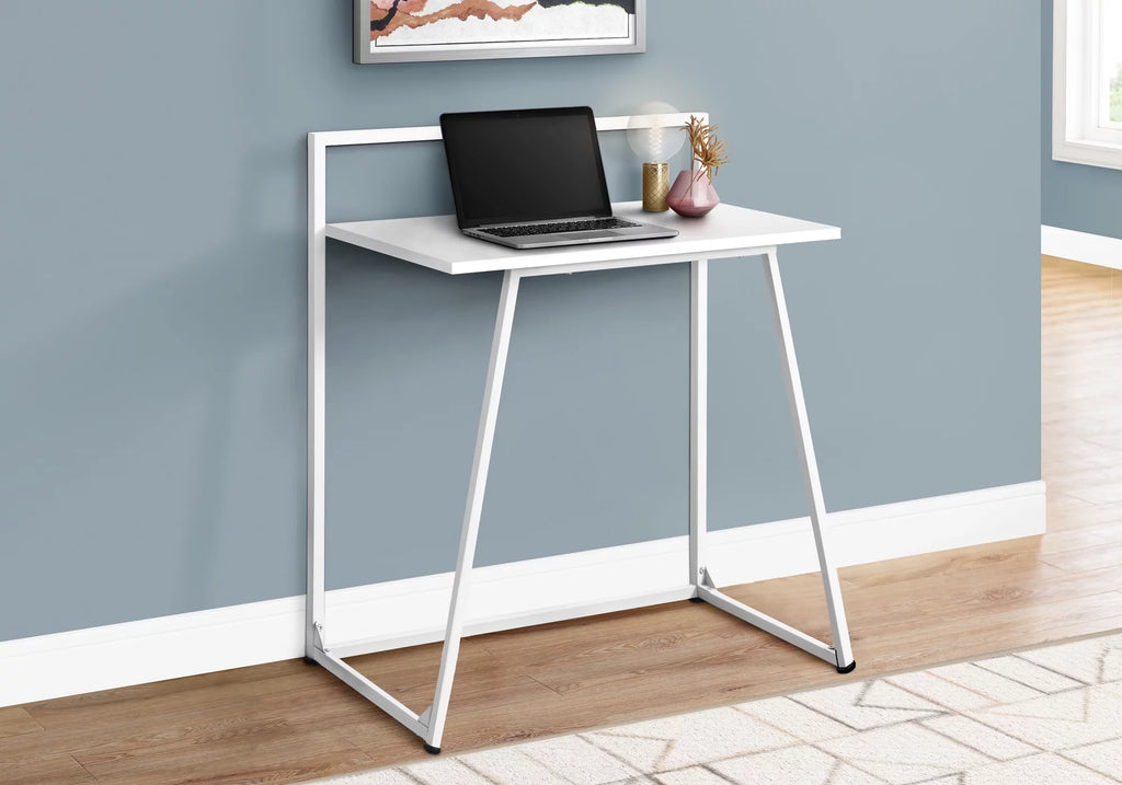 Computer Desk, 30"L, White Laminate, White Metal N771