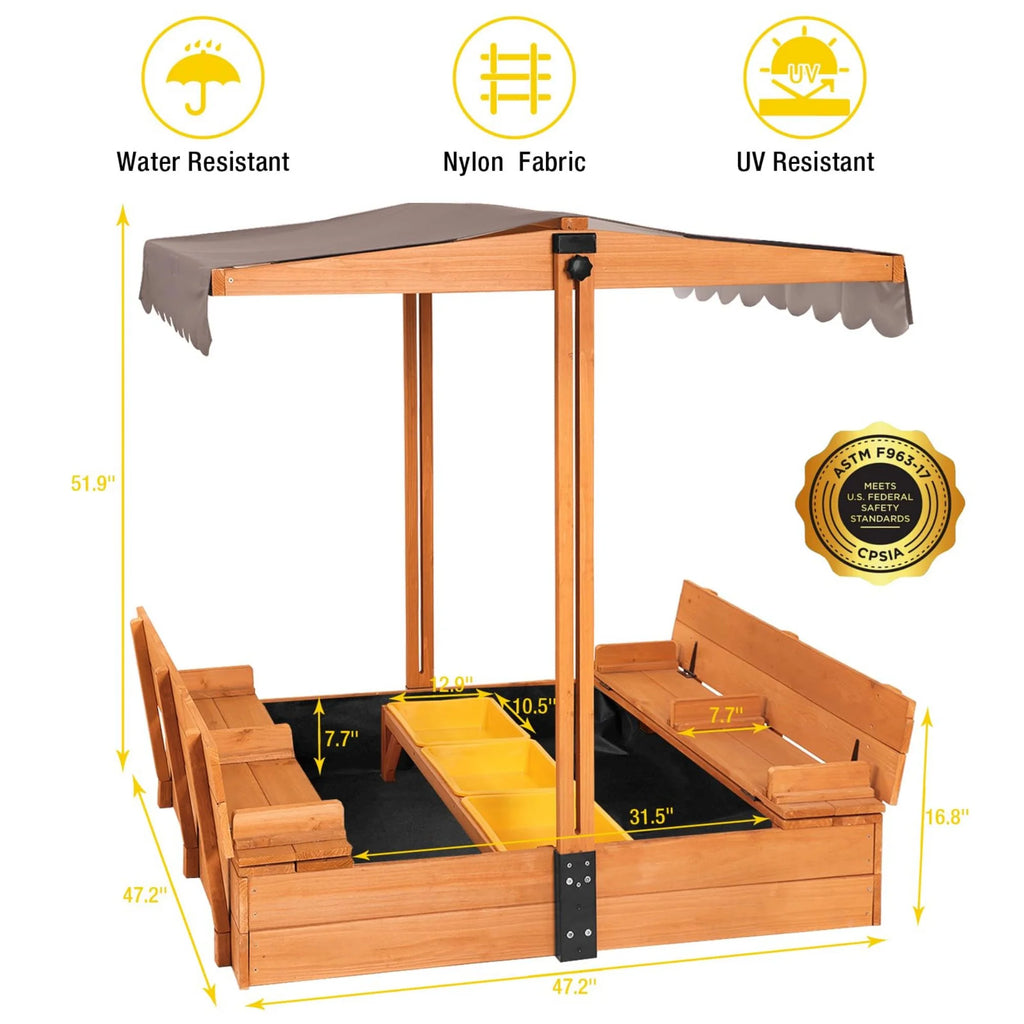 47'' Wooden Sandbox with Lid and Bench K6043