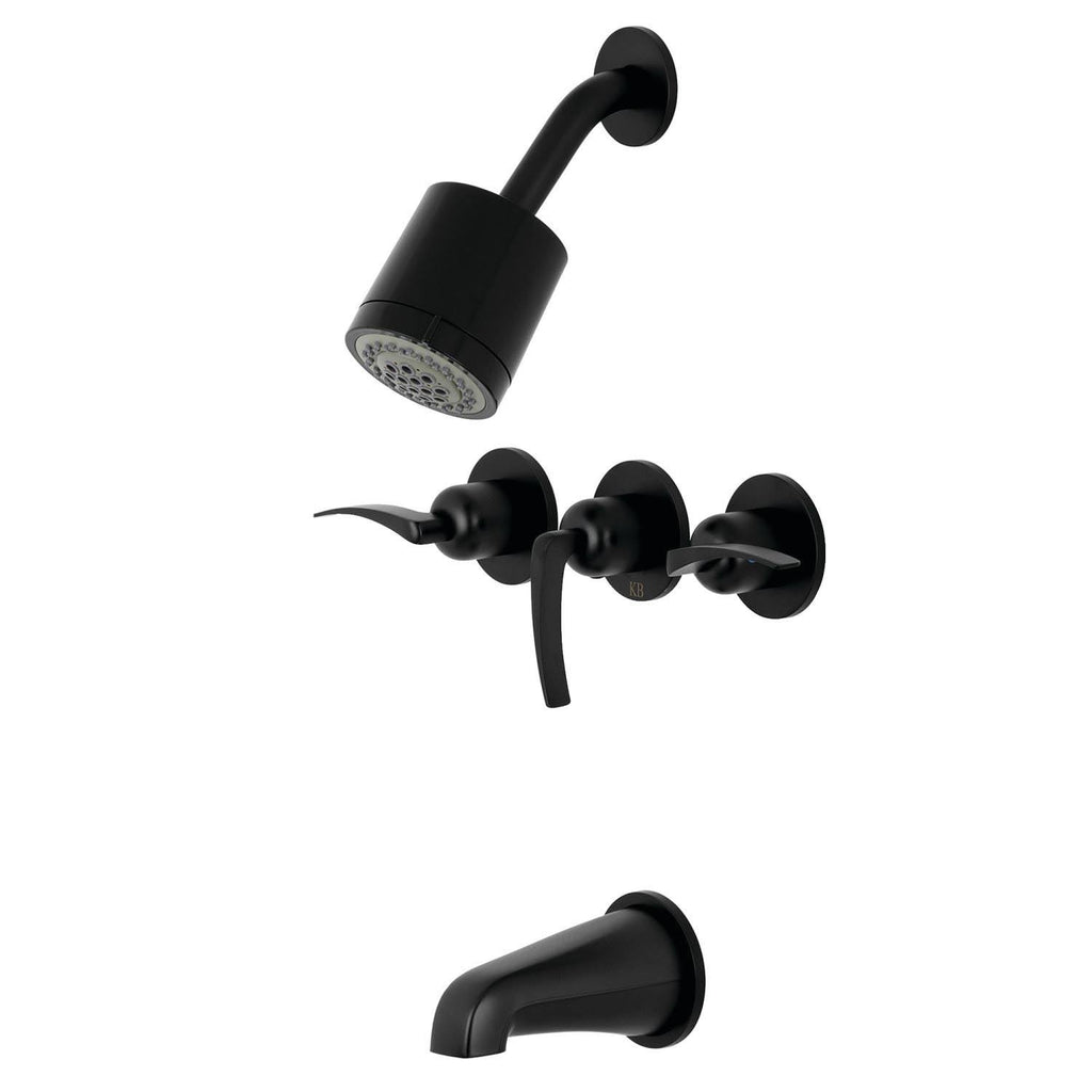 Three Handle Tub and Shower Faucet Matte Black D115943