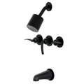 Three Handle Tub and Shower Faucet Matte Black D115943