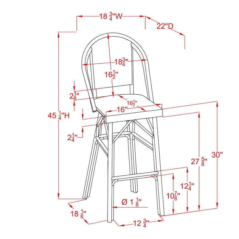 Navy Aluminum Patio Bar Chairs Set of 2 W86922