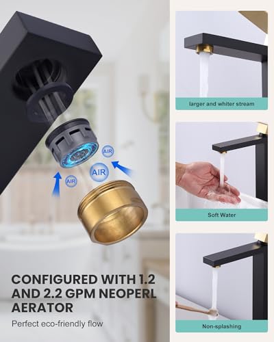 Matte Black Single Handle Vessel Sink Faucet with Pop Up Drain Y848