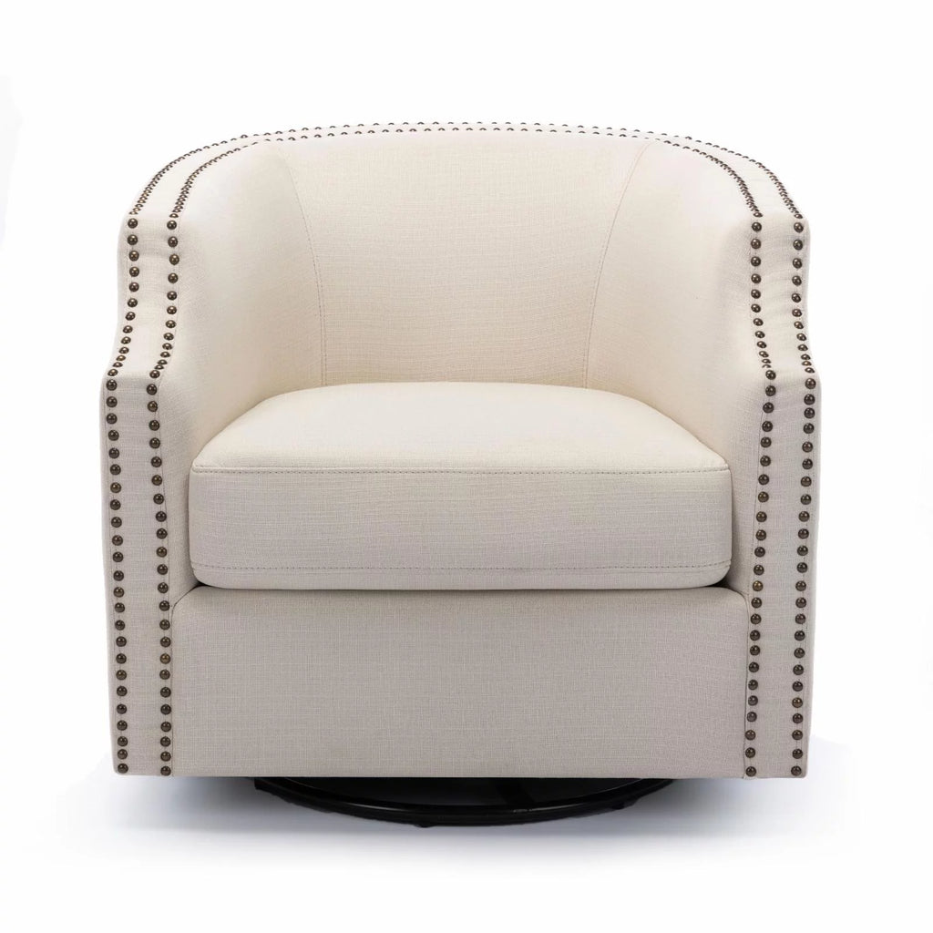 Sky Blue Polyester Linen Swivel Barrel Accent Chair I45314