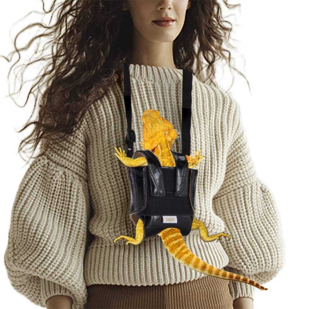 Bearded Dragon Sling Carrier Leather Reptile Pouch V6320