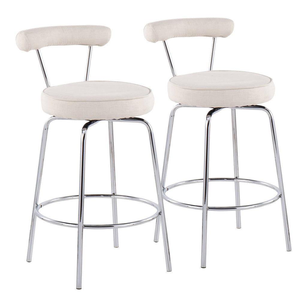 Black Steel Charcoal Fabric Counter Stool, Set of 2 C709209