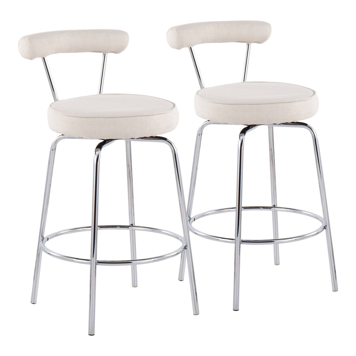 Black Steel Charcoal Fabric Counter Stool, Set of 2 C709209