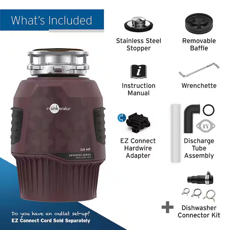 3/4 HP Continuous Feed Garbage Disposal with Dishwasher Connector Kit M4503