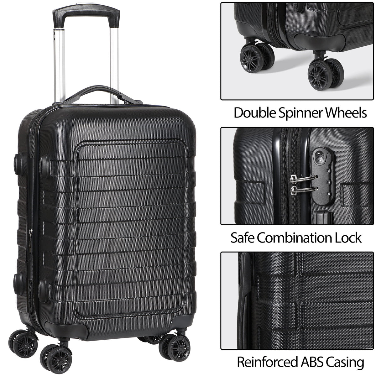 22-inch Hardside Expandable Spinner Luggage Black R27411
