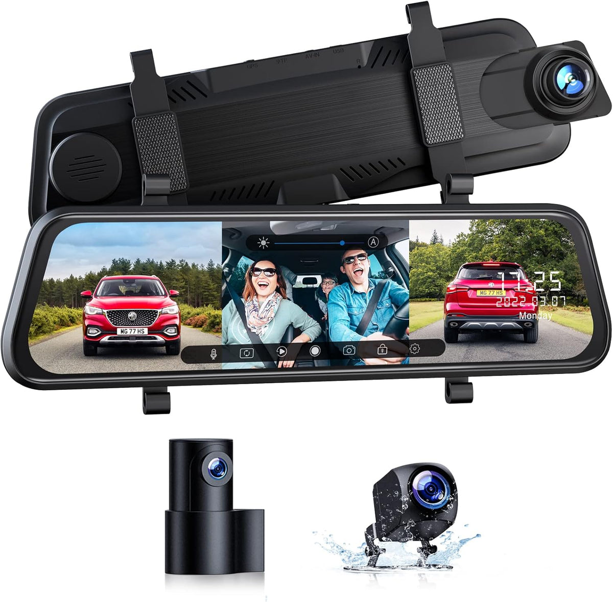 10'' Touch Screen 3 Channel Mirror Dash Cam B398