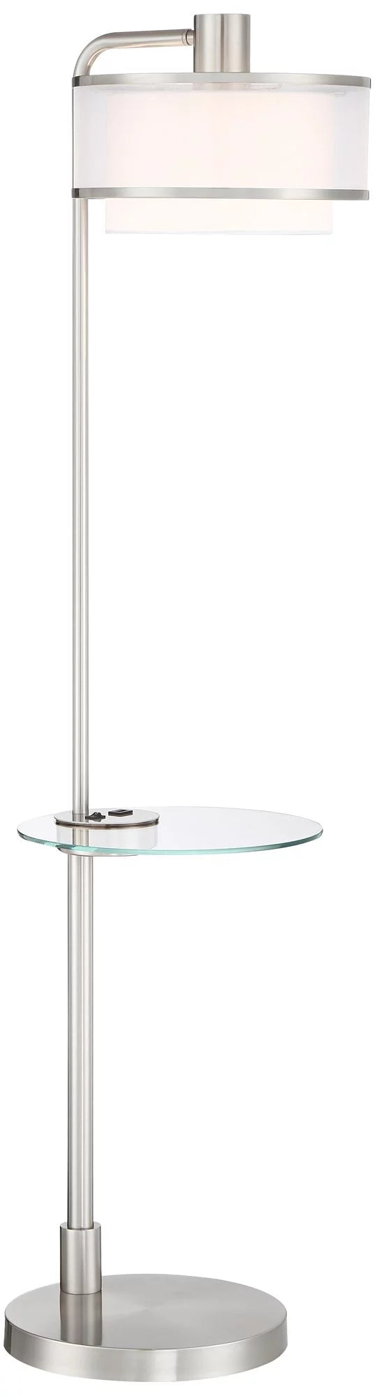 Modern Floor Lamps with Tray Tables 60" Tall Set of 2 Brushed Nickel U53235