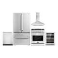 30 Gas Range, Wall Mount Range Hood, Dishwasher, Refrigerator with Ice Maker and Wine Cooler F767087