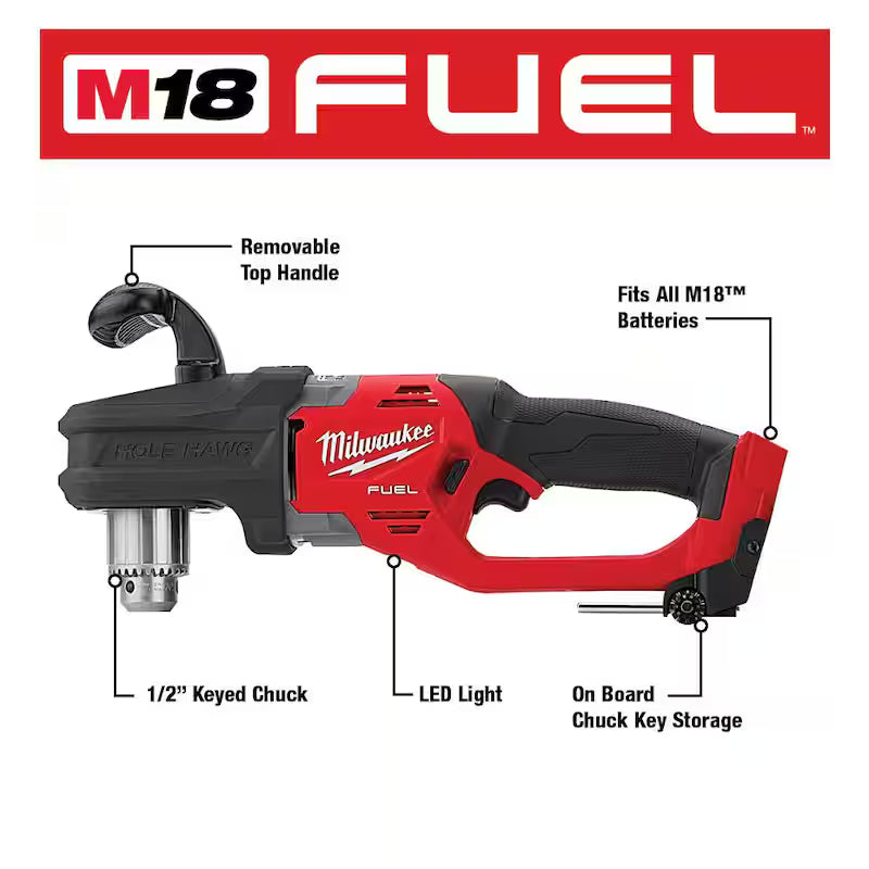 18-Volt Li-Ion Brushless Cordless 1/2 in. Right Angle Drill with Hole Saw Kit V518270