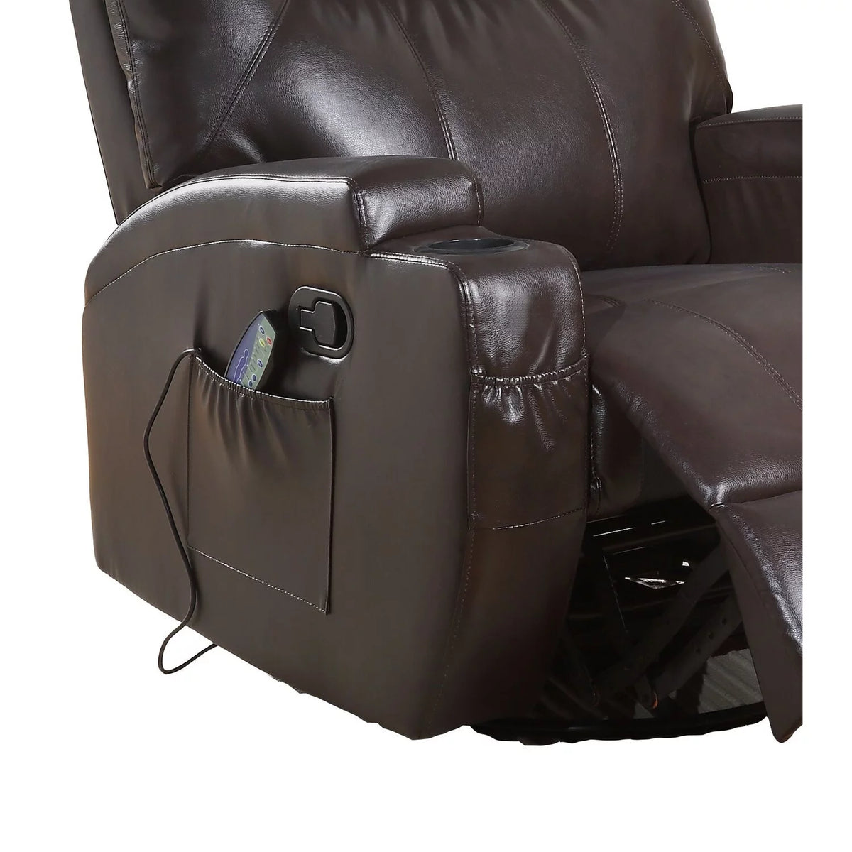 Brown Polyurethane Upholstered Metal Rocker Recliner with Swivel B6414