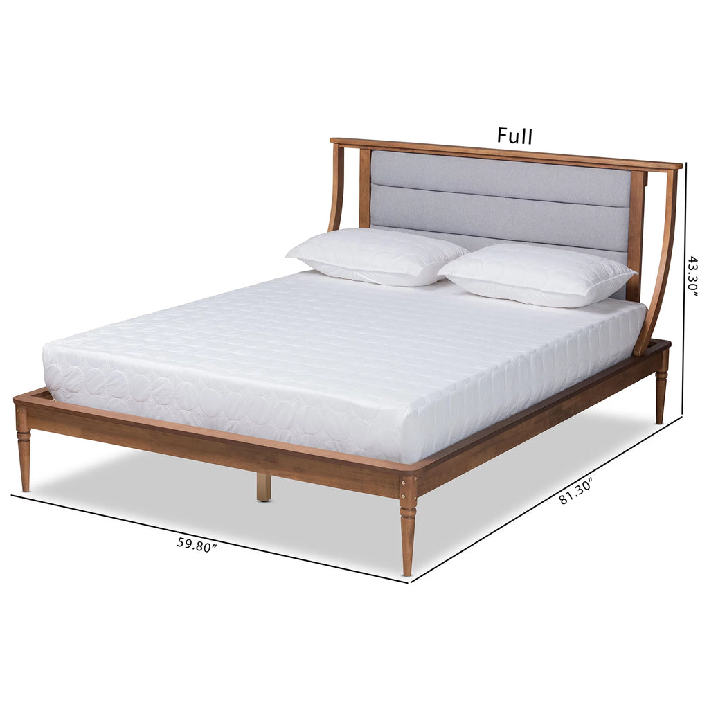 Light Grey Fabric Upholstered Queen Size Platform Bed N55650