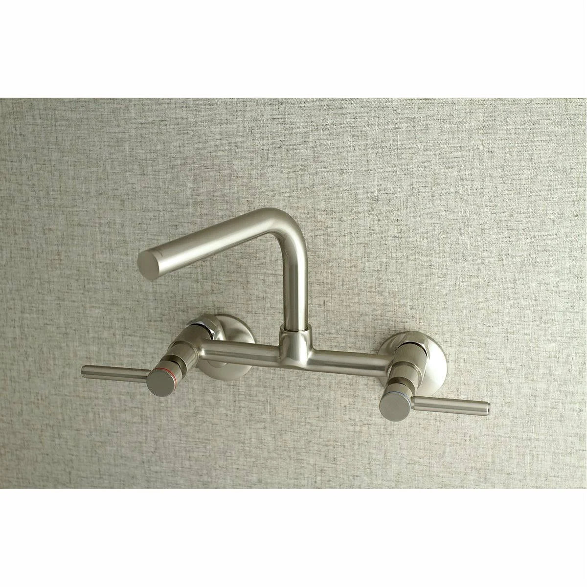 Brushed Nickel Adjustable Center Wall Mount Kitchen Faucet X9432