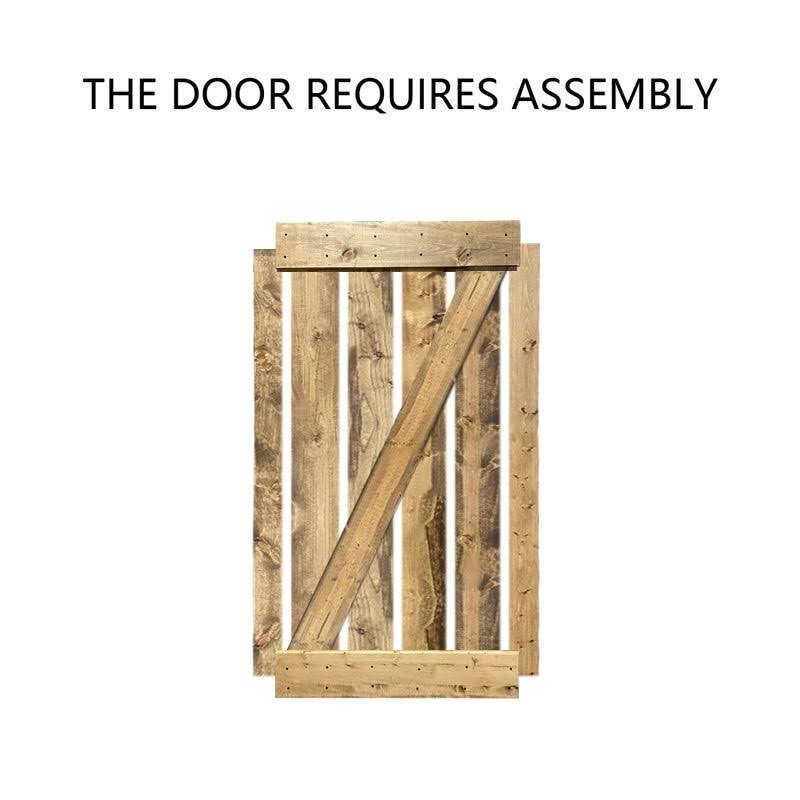 Red Walnut Stained Solid Knotty Pine Wood Interior Sliding Barn Door with Sliding Hardware Kit E5452