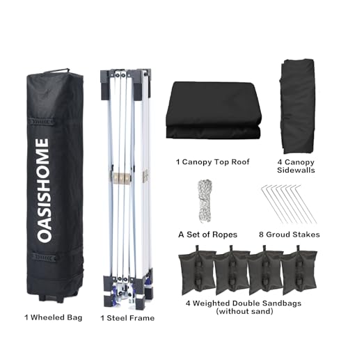 10'x10' Black Portable Canopy Tent with 4 Sidewalls F3194