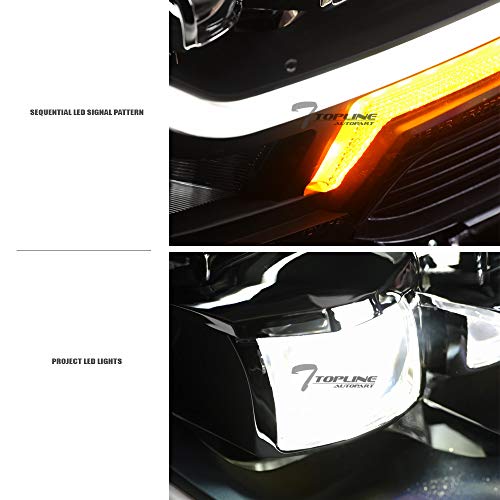 Compatible With 2016-2022 Toyota Tacoma Black Housing Full LED Sequential Quad Projector Headlights V667