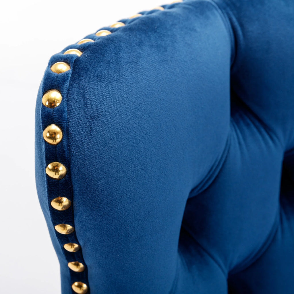 Blue Velvet Swivel Bar Stools with High Back, Set of 2 W8976