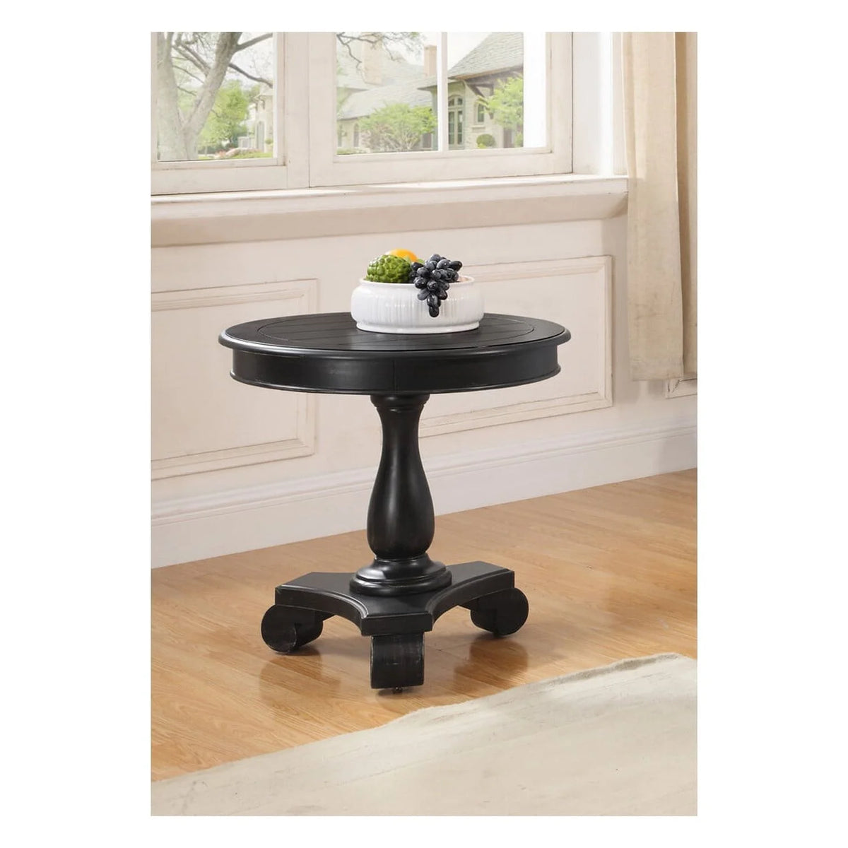 Antique Black Round End Table A552