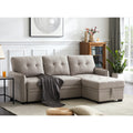 Light Gray Fabric Sectional Sofa with Pull Out Sleeper Bed Z1113