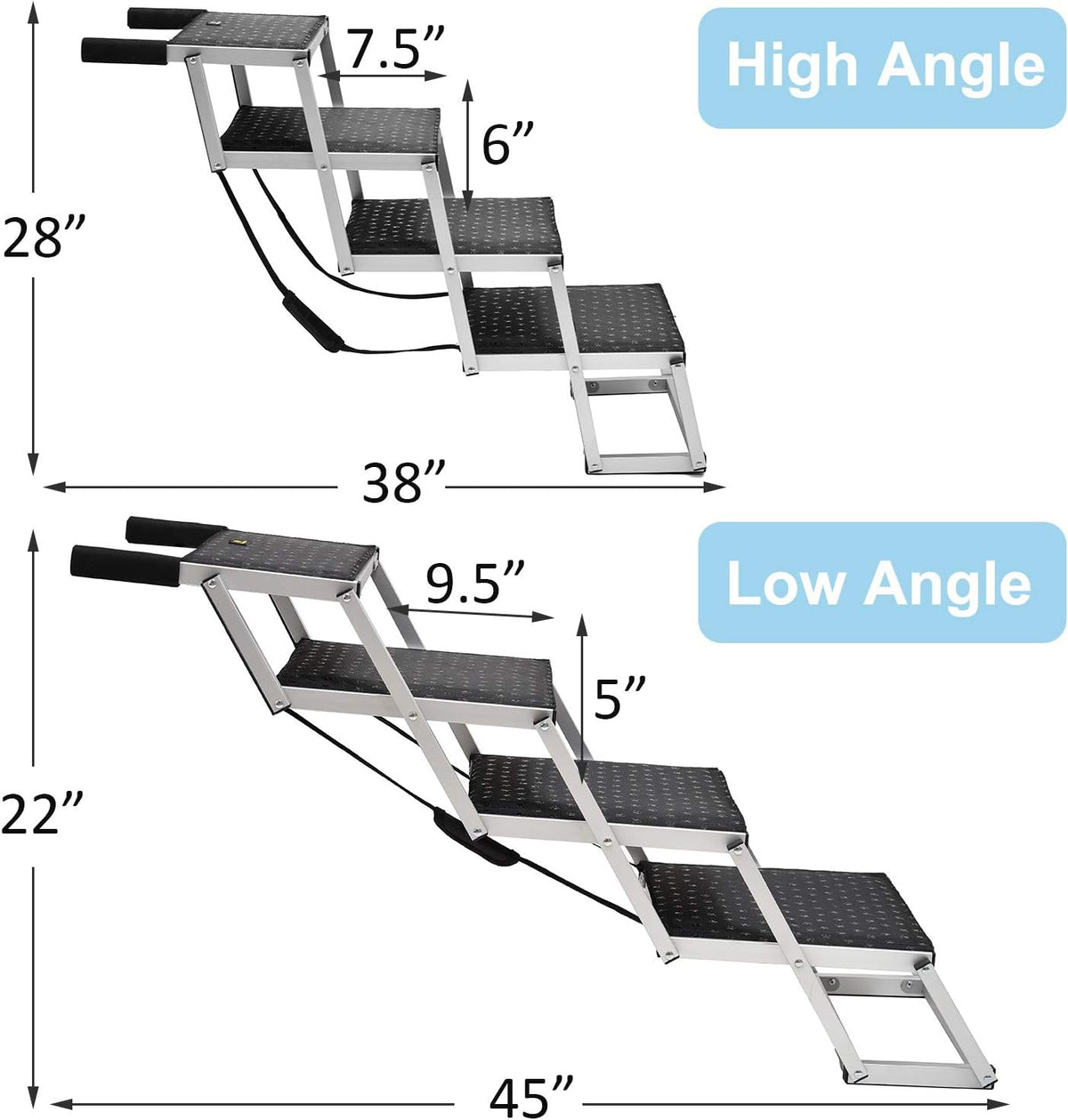 Folding Aluminum Dog Ramp for Cars, 4 Steps Y72627