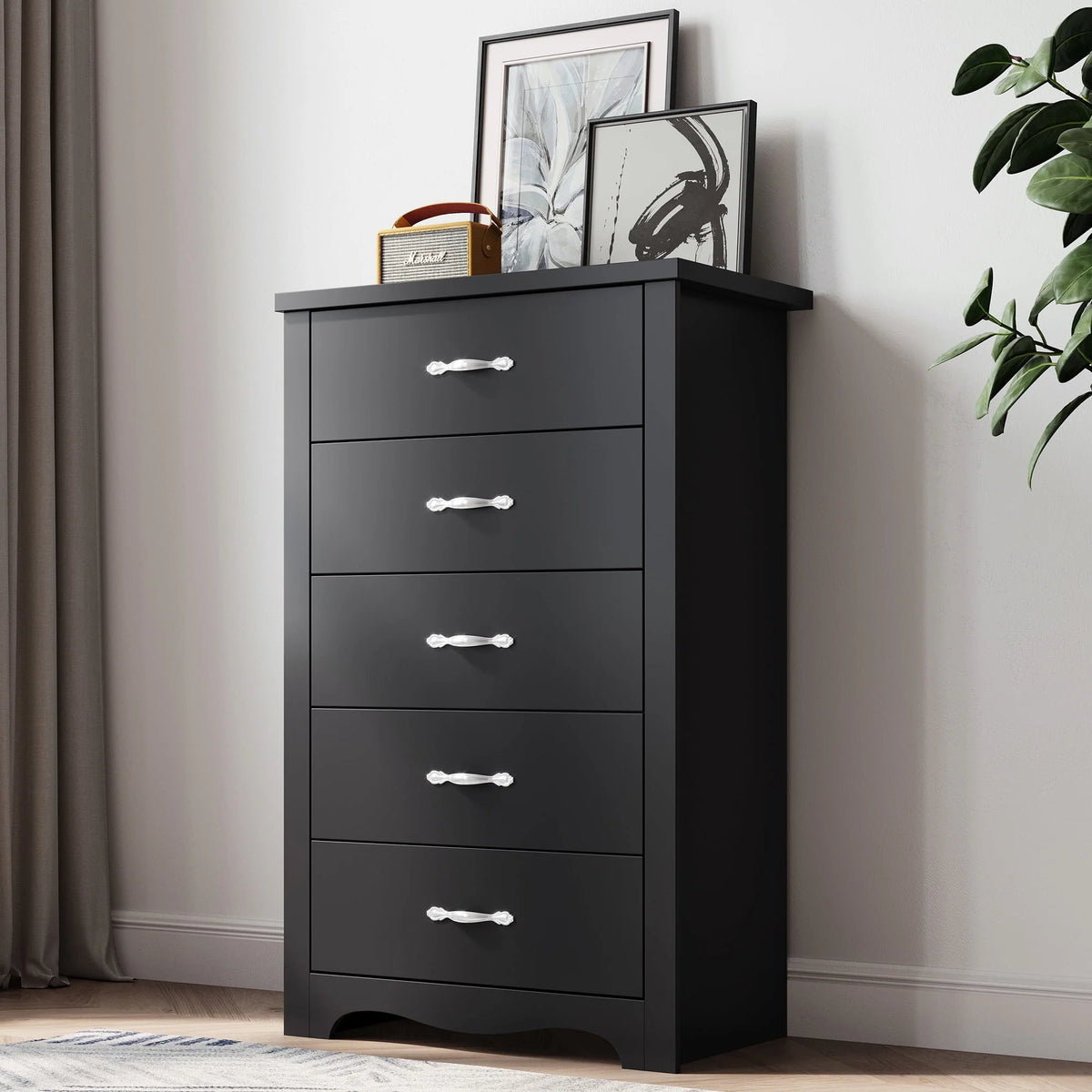 Black 5 Drawer Dresser C114304