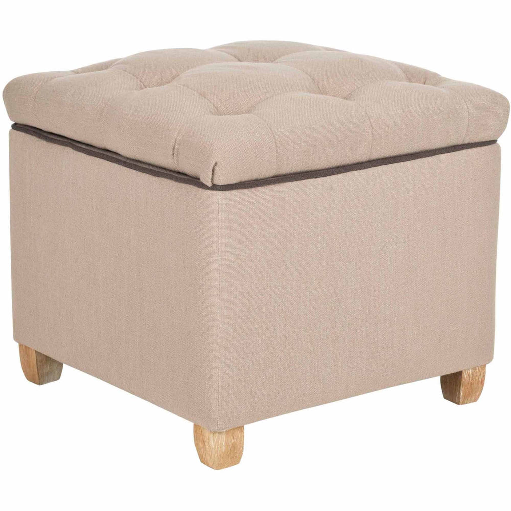 Beige Tufted Storage Ottoman Q2699