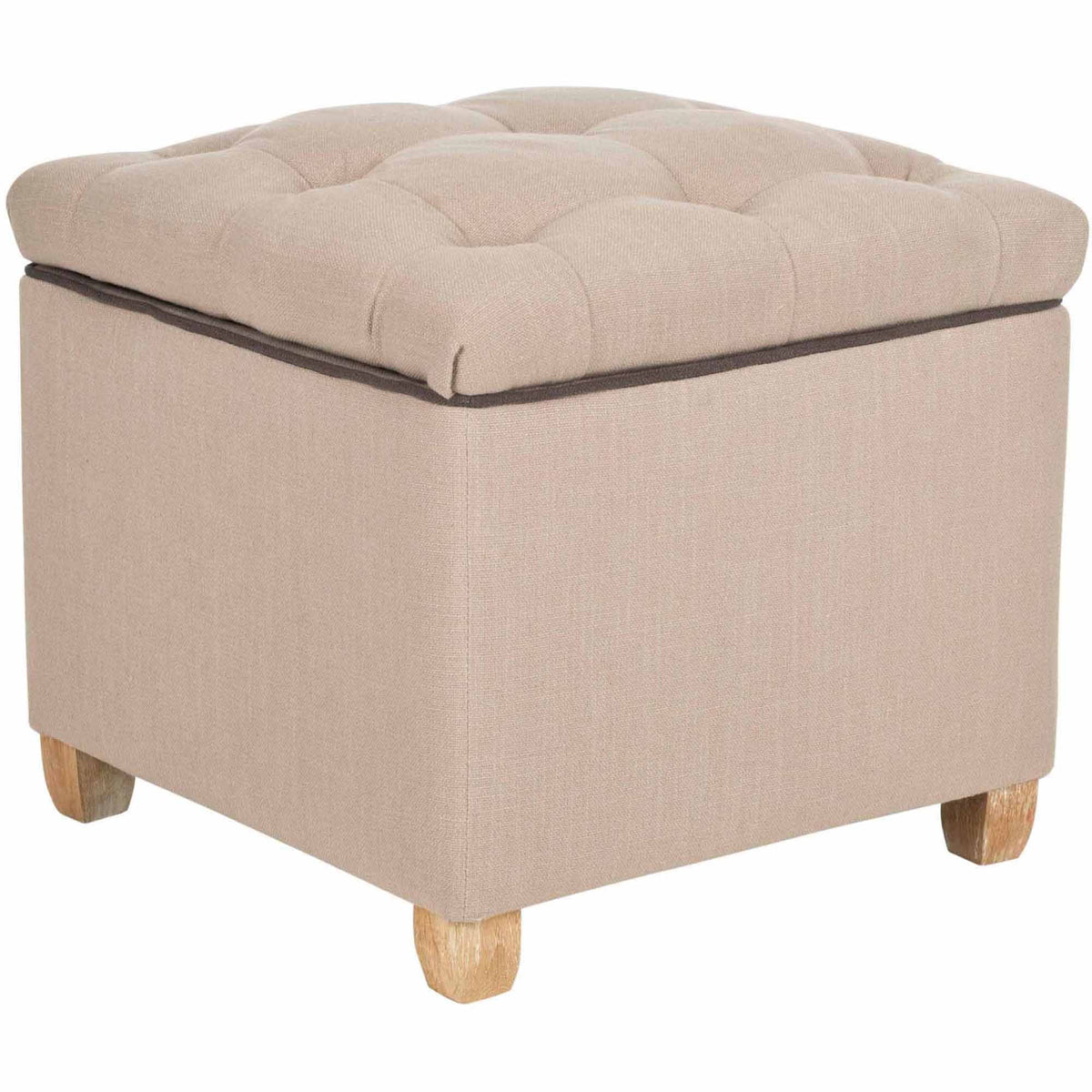 Beige Tufted Storage Ottoman Q2699
