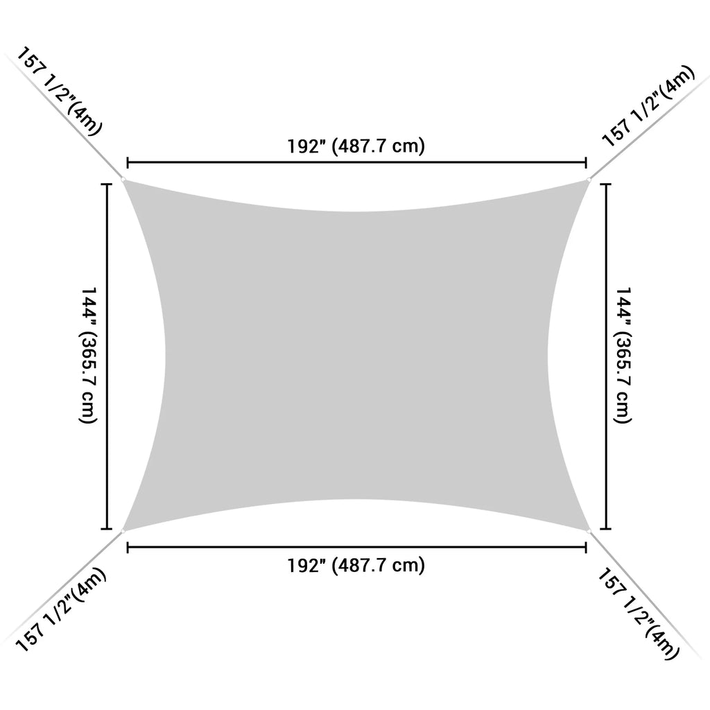 16x12 Ft 97% UV Block Rectangle HDPE Sun Shade Sail Canopy A793524