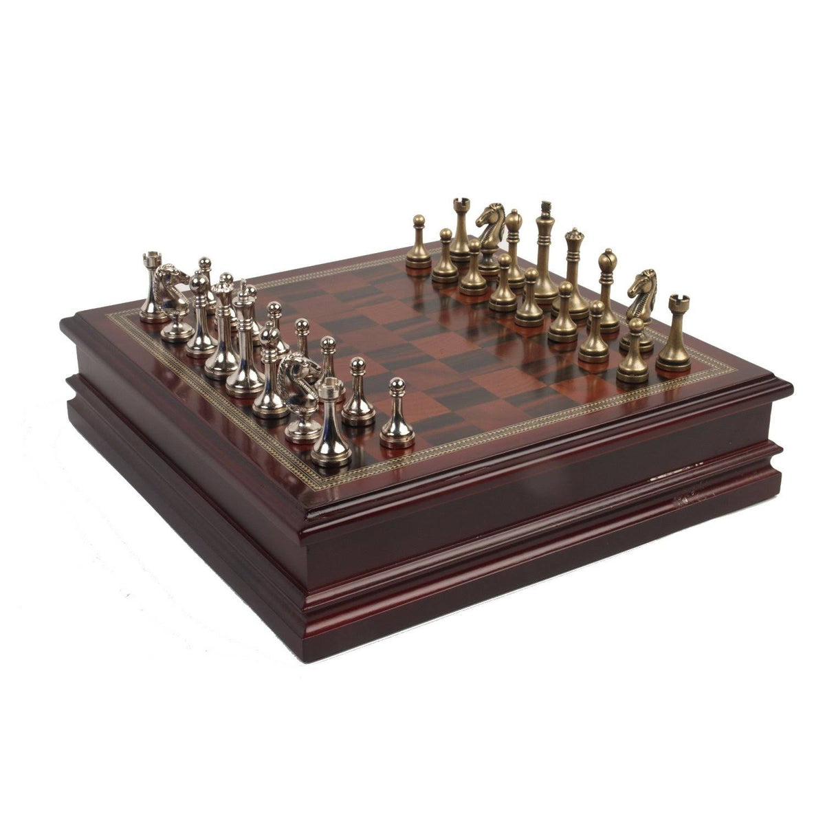 Metal Chess Set with Wood Board Q30111