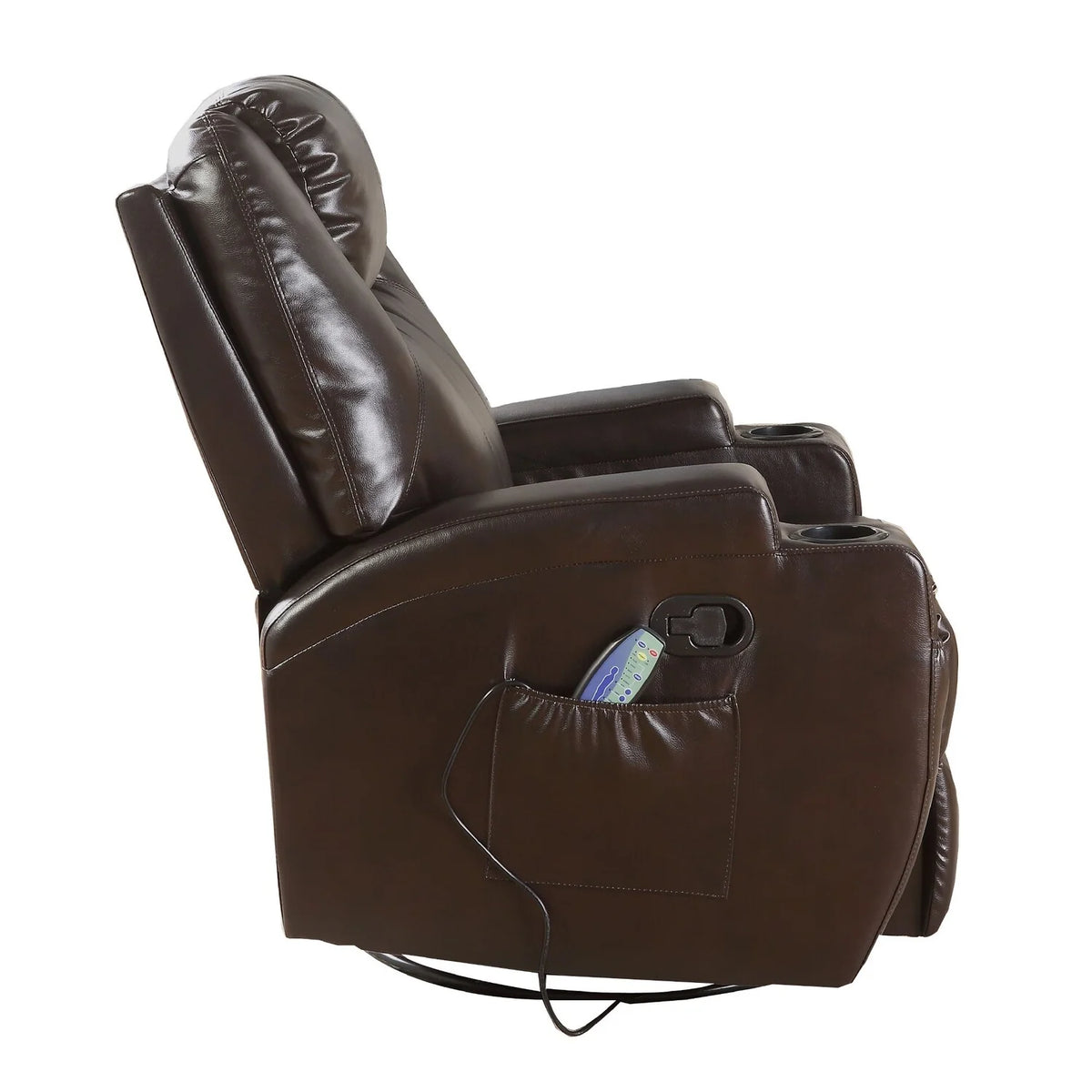 Brown Polyurethane Upholstered Metal Rocker Recliner with Swivel B6414